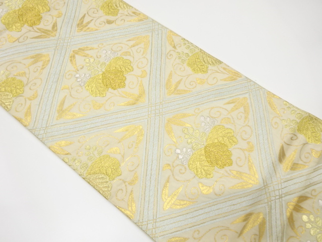 アンティーク　菱に桐唐草模様織り出し袋帯（材料）